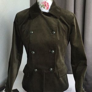 Talbots Black Label Army Green Velour Jack…
